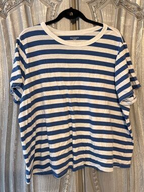 Old Navy White Tee with Blue Stripes